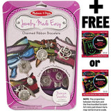 Melissa & Doug Charmed Ribbon Bracelets: Jewelry Made Easy Series & 1 Scratch Art Mini-Pad Bundle (09470)