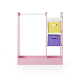 Guidecraft See and Store Dress-up Center  Pastel: Toddlers' Clothing Rack Wardrobe with Mirror & Shelves, Cubby Armoire with Bottom Tray - Kids Bedroom Furniture.