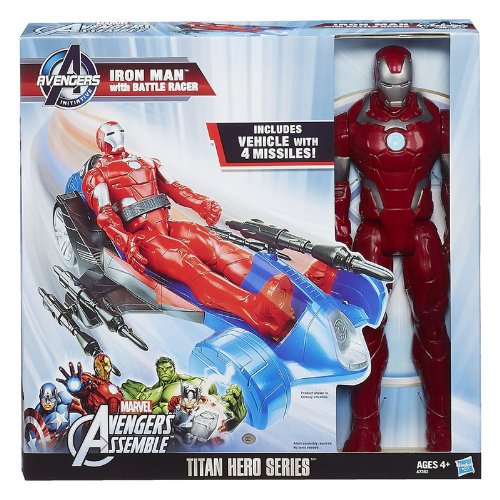 Avengers Assemble Iron Man Figure with Battle Racer Vehicle by Hasbro