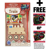 Melissa & Doug Wooden Train Decorate-Your-Own Kit + Free Scratch Art Mini-Pad Bundle [88466]
