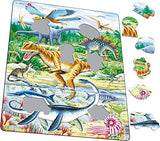 Larsen Puzzles Dinosaur Children's Educational Jigsaw Puzzle - 35 Piece Tray & Frame Style Puzzle - Exclusive Premium Hand Made Puzzles - Imported from Norway