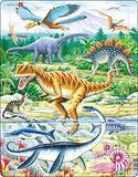 Larsen Puzzles Dinosaur Children's Educational Jigsaw Puzzle - 35 Piece Tray & Frame Style Puzzle - Exclusive Premium Hand Made Puzzles - Imported from Norway