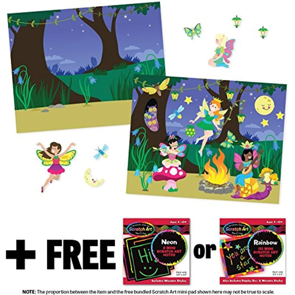 Melissa & Doug Fairies: Reusable Sticker Pad & 1 Scratch Art Mini-Pad Bundle (08603)