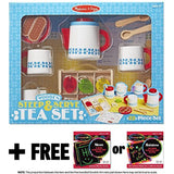 Melissa & Doug Steep & Serve Tea Set: Wooden Play Food Set & 1 Scratch Art Mini-Pad Bundle