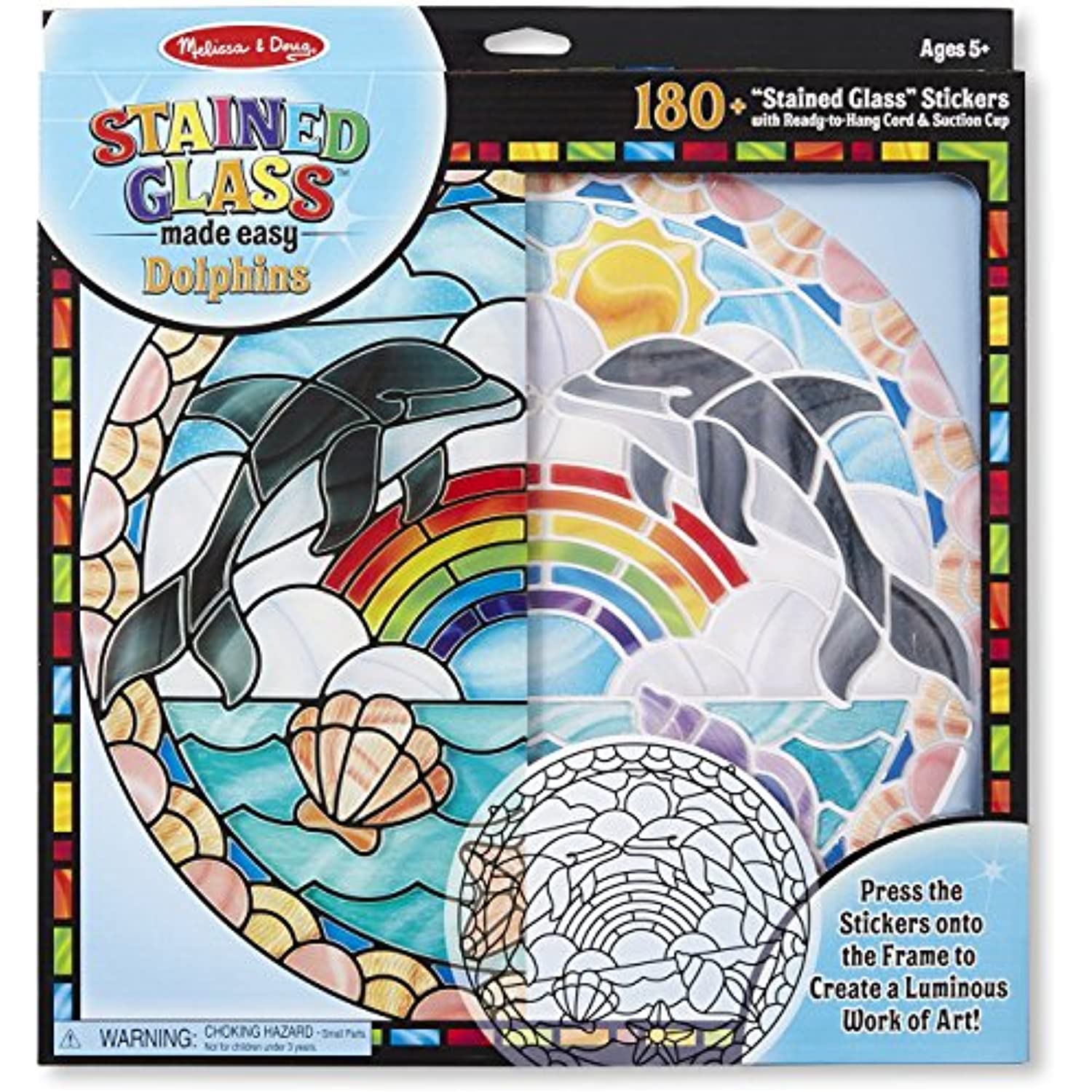 Melissa & Doug Dolphins: Stained Glass Made Easy Series & 1 Scratch Art Mini-Pad Bundle (09291)