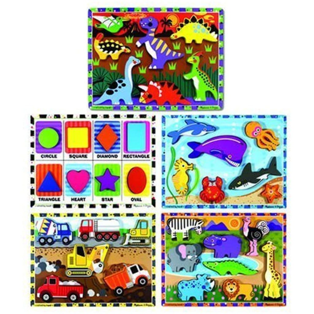 Melissa & Doug Colorful Hand-Painted Playful Chunky Puzzles - Set of 5