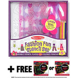 Melissa & Doug Fashion Fun: Stencil Set & 1 Scratch Art Mini-Pad Bundle (04222)