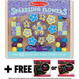 Melissa & Doug Sparkling Flowers Wooden Bead Set & 1 Scratch Art Mini-Pad Bundle (09494)