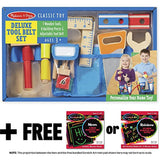 Melissa & Doug Deluxe Tool Belt Wooden Play Set & 1 Scratch Art Mini-Pad Bundle (05174)