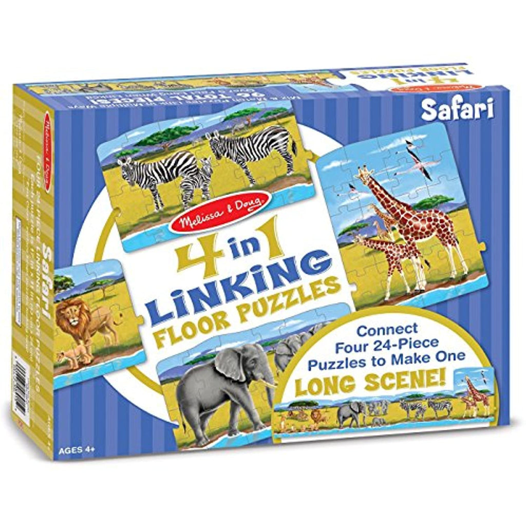Melissa & Doug Safari: 96-Piece 4-in-1 Linking Floor Puzzle + Free Scratch Art Mini-Pad Bundle (89159)