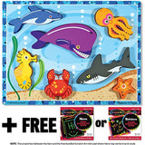 Melissa & Doug Sea Creatures Themed Chunky Puzzle & 1 Scratch Art Mini-Pad Bundle (03728)