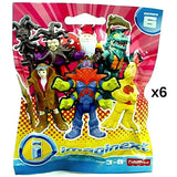 Set of 6: Fisher-Price Imaginext Blind Bag Collectible Figures Series 6 - Dino Mech, Chicken Suit, Gnome, Jester, Pilot, Alien