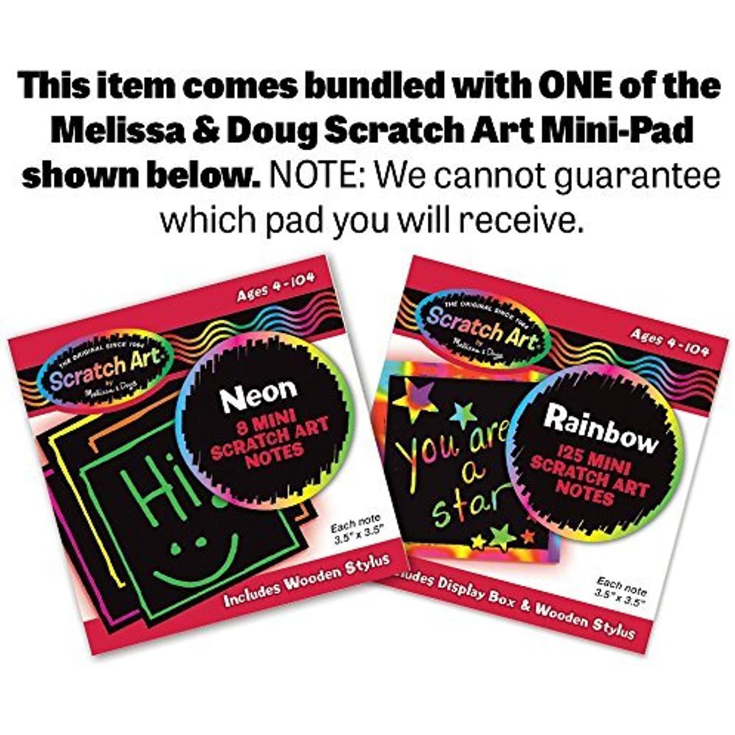 Melissa & Doug Caterpillar Grasping Toy: First Play Series & 1 Scratch Art Mini-Pad Bundle (03032)
