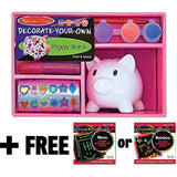 Melissa & Doug Ceramic Piggy Bank Decorate-Your-Own Kit + FREE Scratch Art Mini-Pad Bundle [31080]