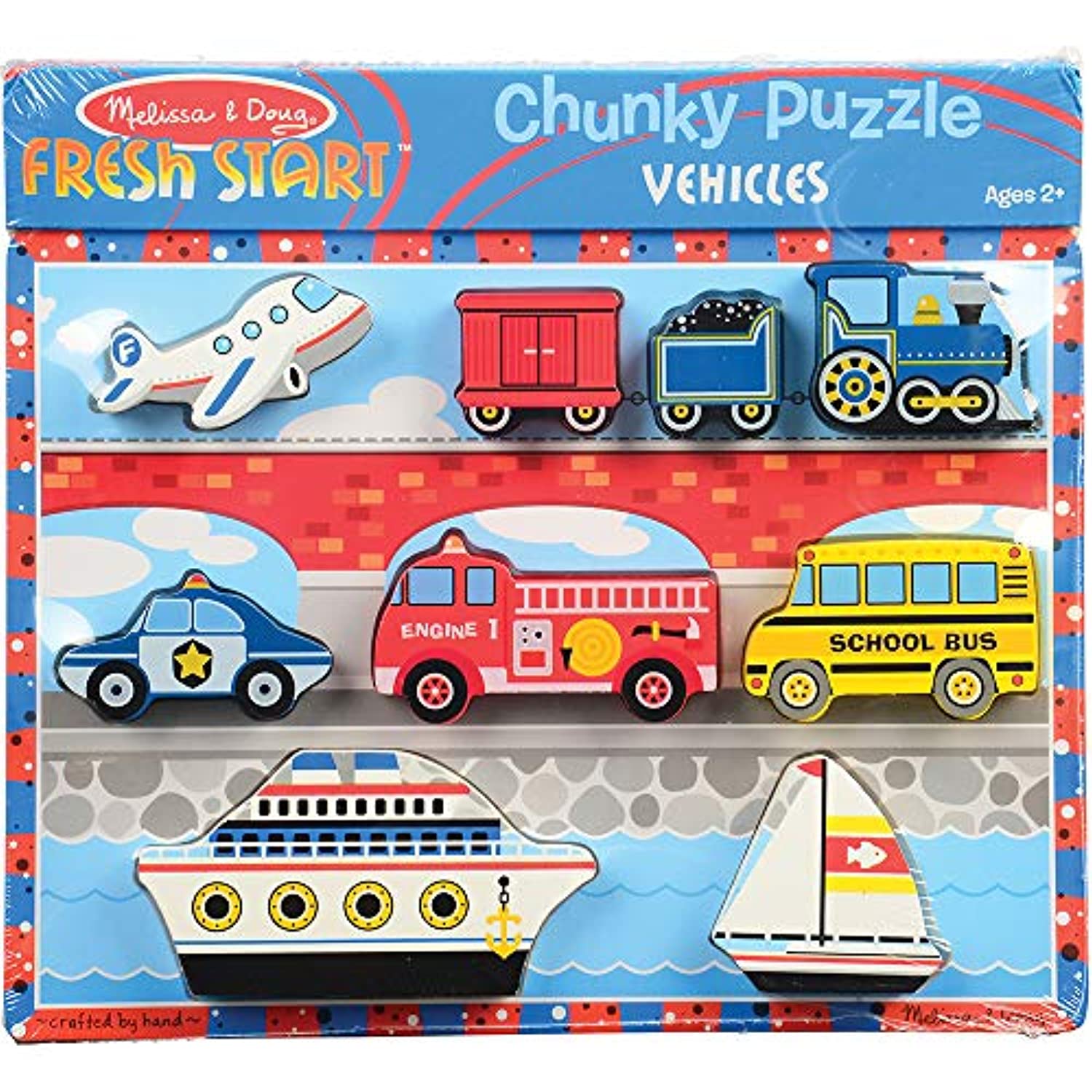 Constructive Playthings LIC-4 Set of Four 12" x 9" Wood Chunky Scene Melissa & Doug Puzzles with Pieces That Stand for Additional Play for Ages 2 Years and Up