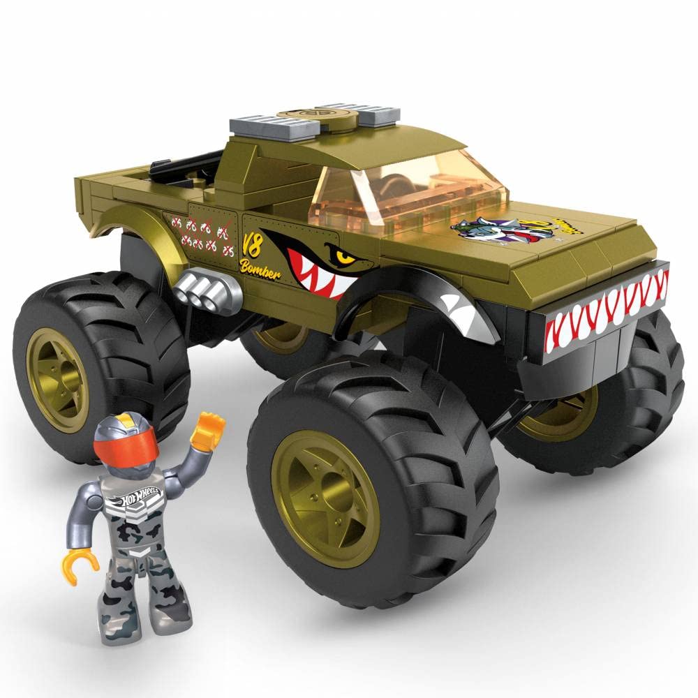 Mega Hot Wheels Monster Truck Building Sets - V8 Bomber -w/Micro Figure Driver Figure