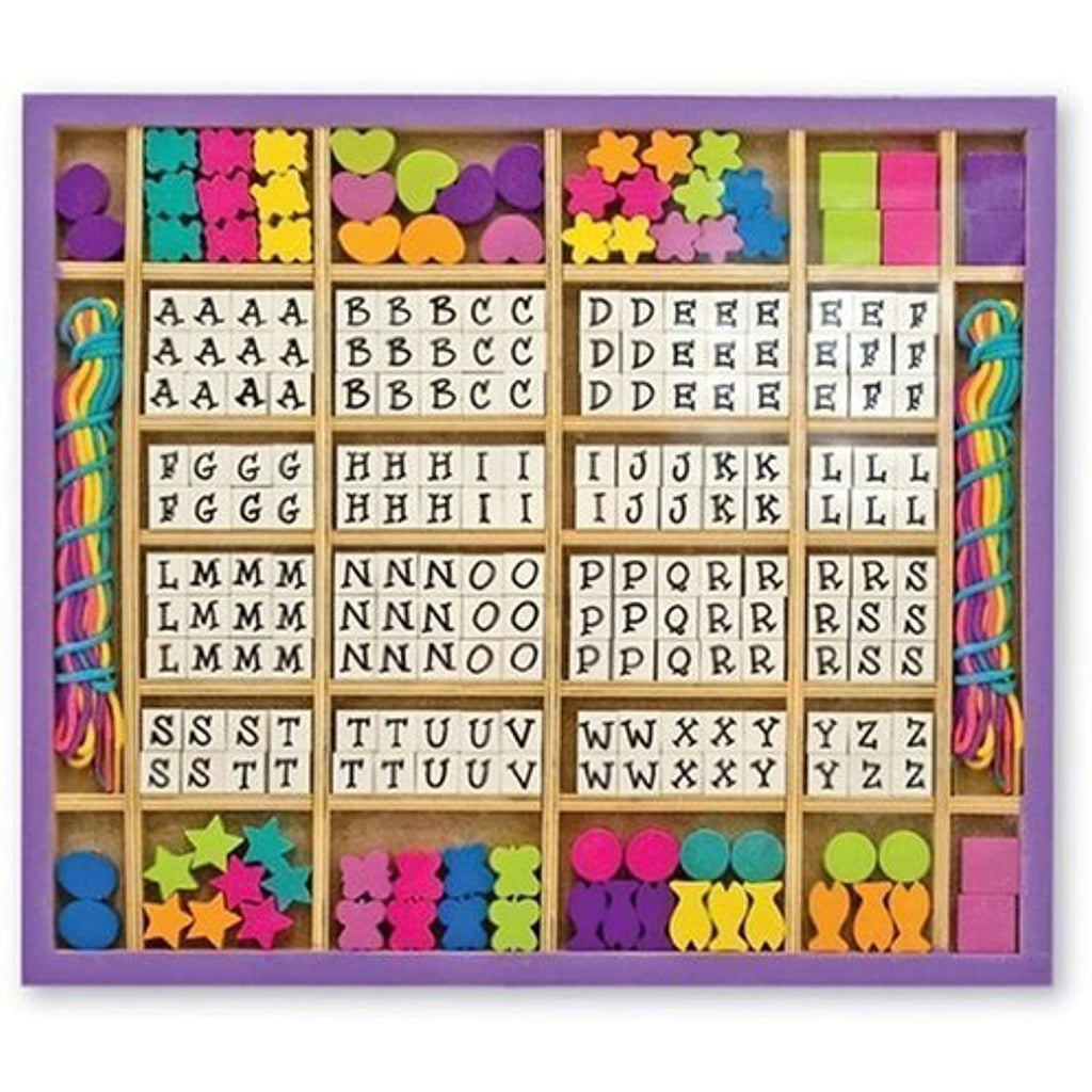 Melissa & Doug Deluxe Wooden Stringing Beads (200+ Beads) + Free Scratch Art Mini-Pad Bundle [37747]