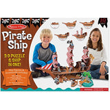 Melissa & Doug Pirate Ship: 3D Puzzle & Playset in One & 1 Scratch Art Mini-Pad Bundle (09045)
