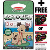 Melissa & Doug Animals: Color-n-Carry Coloring Book & 1 Scratch Art Mini-Pad Bundle (05393)