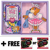 Lacing Bears - Magnetic Dress Up Wooden Doll & Stand + FREE Melissa & Doug Scratch Art Mini-Pad Bundle