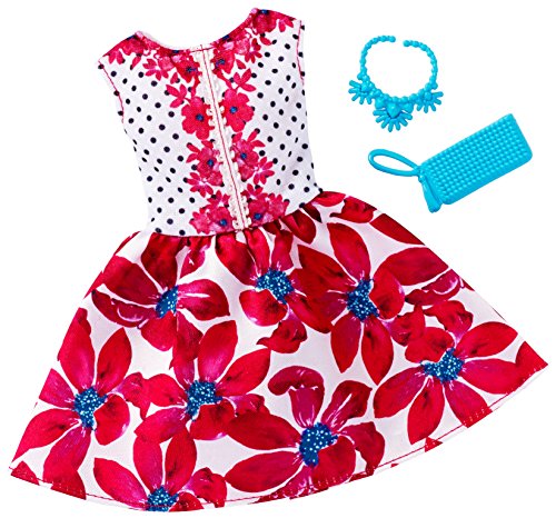 Barbie Fashions Complete Look - Floral Red Dress