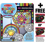 Melissa & Doug Hearts & Rainbow Ornaments: Stained Glass Made Easy Series & 1 Scratch Art Mini-Pad Bundle (09294)