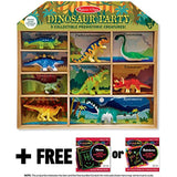 Melissa & Doug Dinosaur Party 9-Piece Mini-Figure Play Set + Free Scratch Art Mini-Pad Bundle [26666]