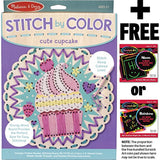 Melissa & Doug Cute Cupcake: Stitch by Color Series & 1 Scratch Art Mini-Pad Bundle (08918)