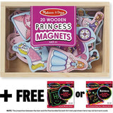 Melissa & Doug Princess Wooden 20 Magnets-in-a-Box Gift Set & 1 Scratch Art Mini-Pad Bundle (09278)