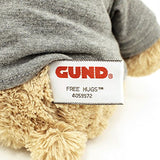 GUND Free Hugs Gray T-Shirt Teddy Bear Stuffed Animal Plush, Tan, 12.5"