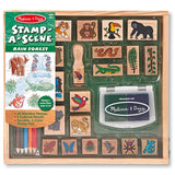 4 Item Bundle: Melissa and Doug Stamp a Scene 2423 Rain Forest, 2424 Fairy Garden, 8592 Farm Sets + Bonus Activity Book