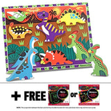 Melissa & Doug Dinosaur Themed Chunky Puzzle & 1 Scratch Art Mini-Pad Bundle (03747)