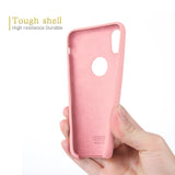 iPhone X Case Liquid Silicone Gel Rubber Case with Soft Microfiber Cloth Lining Cushion for Apple iPhone X (Pink)