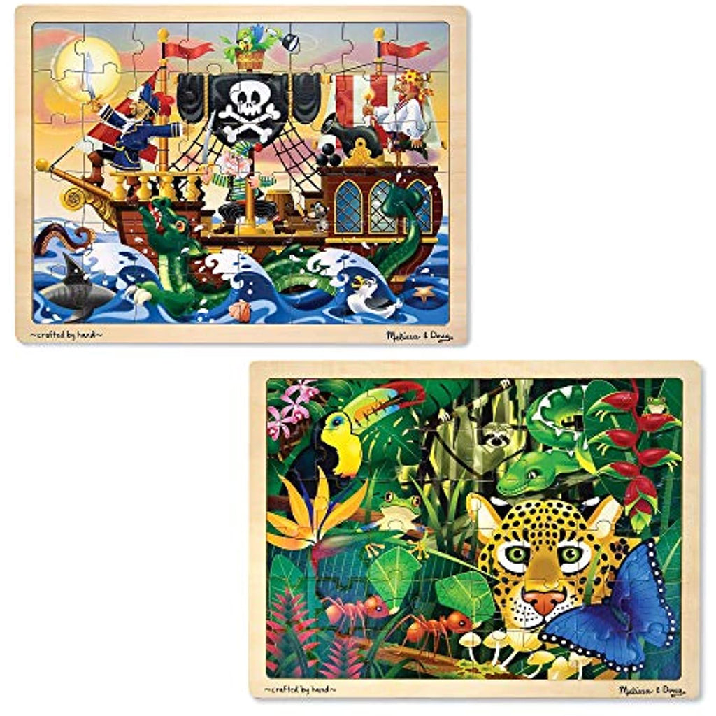 Melissa & Doug Jigsaw Bundle 48pc - Pirate & Rain Forest