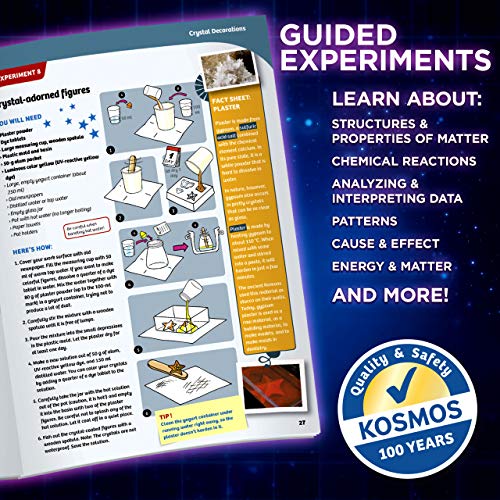 Thames & Kosmos Crystal Growing: Glow-in-The-Dark Science Kit | 12 Experiments, Ages 10+ | Learn About Crystallization | Grow Crystals & Crystal Geodes The Glow in The Dark | 32-Page Manual