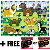 Melissa & Doug Pets Themed Chunky Puzzle + Free Scratch Art Mini-Pad Bundle [37242]