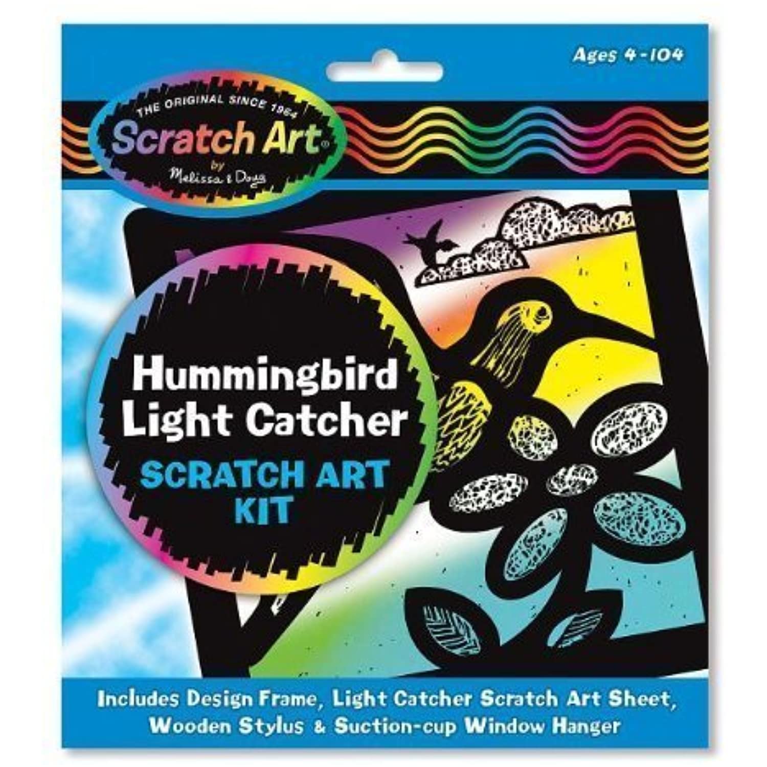 Melissa & Doug Hummingbird: Scratch Art Light Catcher Kit & 1 Scratch Art Mini-Pad Bundle (05887)