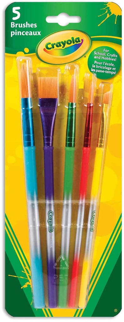 Crayola 5pcs Brushes - Flat, Angled, & Round Brush Set