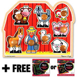 Melissa & Doug Farm 'Jumbo Knob' Puzzle & 1 Scratch Art Mini-Pad Bundle (03391)