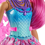 Barbie Dreamtopia Fairy Doll, 12-Inch, with Pink and Blue Jewel Theme, Pink Hair and Wings, Gift for 3 to 7 Year Olds, Multi