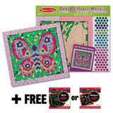 Melissa & Doug Butterfly Mosaic: Peel & Press Sticker by Number Series & 1 Scratch Art Mini-Pad Bundle (04293)