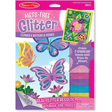 Melissa & Doug Flower & Butterfly Scenes - Mess Free Glitter Series & 1 Scratch Art Mini-Pad Bundle (09511)