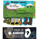 Melissa & Doug Whose Feet?: K's Kids Soft Activity Book Series + 1 Free Pair of Baby Socks Bundle [92036]