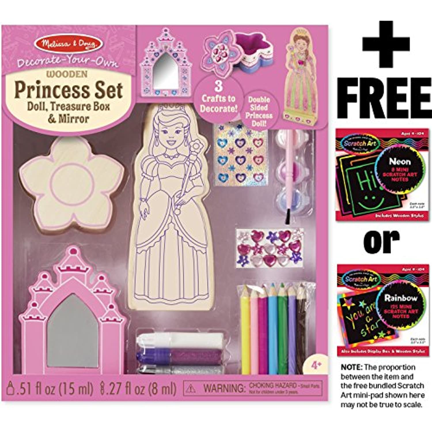 Melissa & Doug Princess Set Decorate-Your-Own Kit + FREE Scratch Art Mini-Pad Bundle