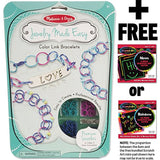 Melissa & Doug Color Link Bracelets: Jewelry Made Easy Series & 1 Scratch Art Mini-Pad Bundle (09472)