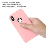 iPhone X Case Liquid Silicone Gel Rubber Case with Soft Microfiber Cloth Lining Cushion for Apple iPhone X (Pink)