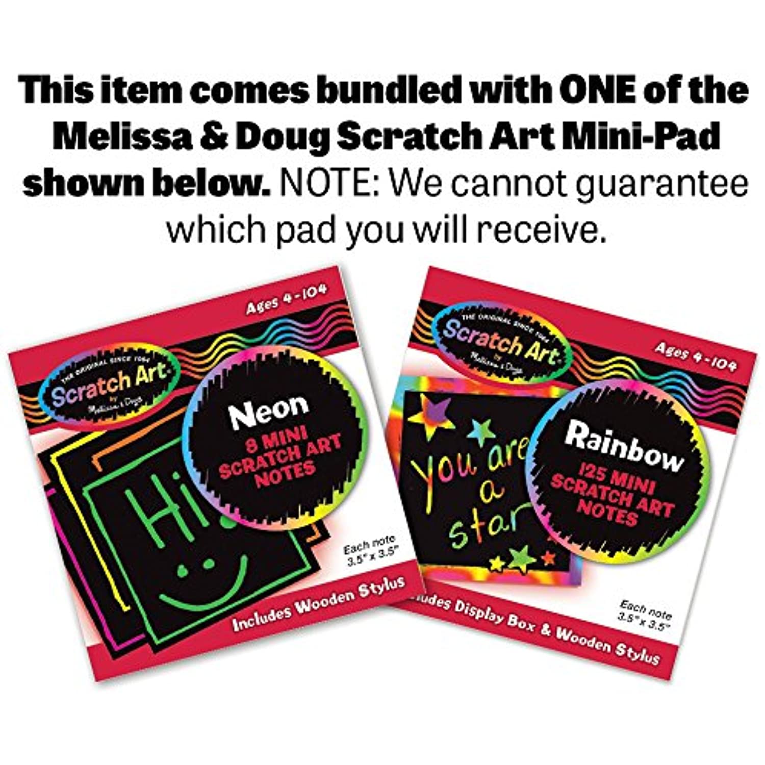 Melissa & Doug Rainbow Holographic: Scratch Art 4-Sheet Pack & 1 Scratch Art Mini-Pad Bundle (05805)