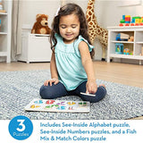 Melissa & Doug Classic Peg Puzzle Bundle (Alphabet, Numbers and Fish Colors)