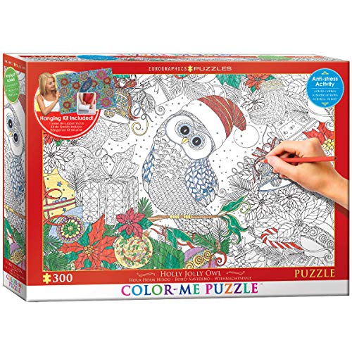 EuroGraphics Holly Jolly Owl Color Me Puzzle (300 Pieces)