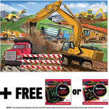 Melissa & Doug Building Site: 48-Piece Floor Puzzle + Free Scratch Art Mini-Pad Bundle (89005)